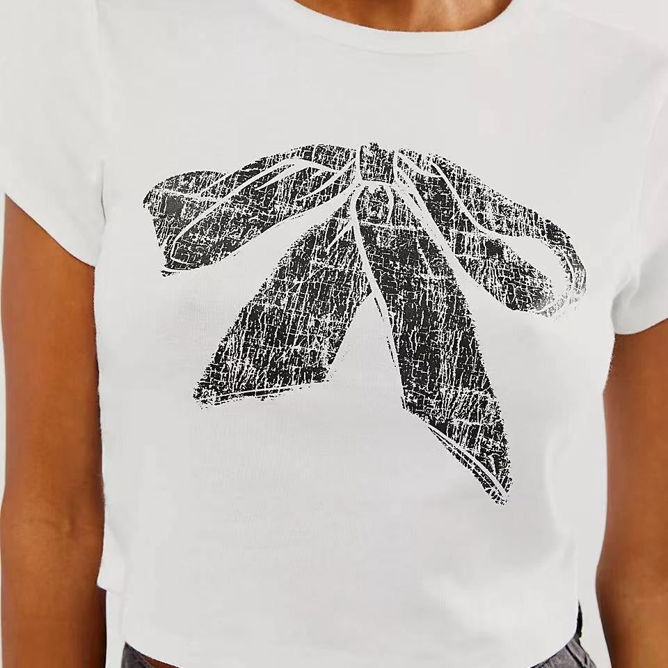 Women's Printed Short-sleeved Slim-fit Fashion Tops T-shirt