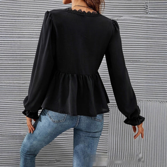 Women's Casual All-match Lace Lining Shirt