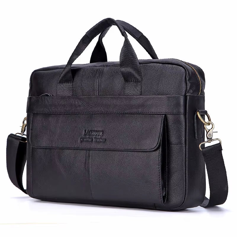 Men's Genuine Leather Messenger Bags for Business and Travel - Casual Laptop Crossbody Shoulder Bags