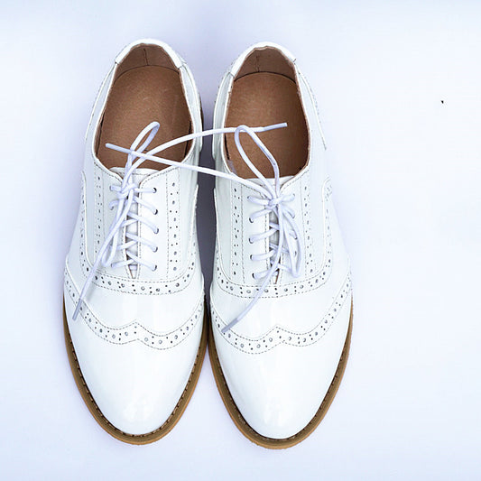 Women's Fashion Leather British Style Pointed Toe Flat Shoes