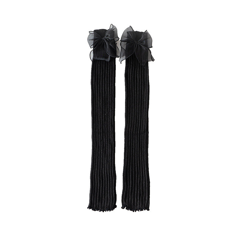 Female Bow Knot Pile Socks Autumn And Winter Soft Girl Calf Cover