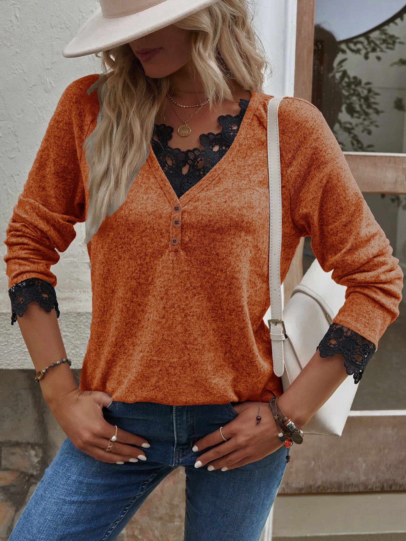 Women's Patchwork Knit Top T-Shirt