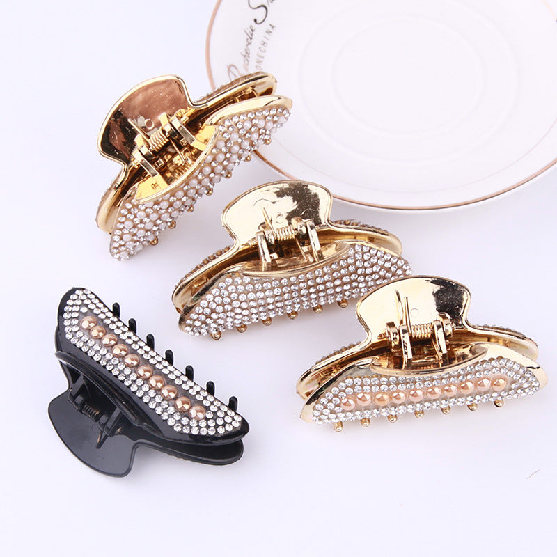 Enkel Elektrobelagt Perle Rhinestone Måneklips Barrergreb Mellem Plastikgreb
