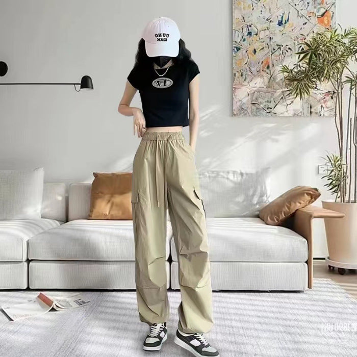 High Waist Slimming Draping Ankle-tied Trousers For Women