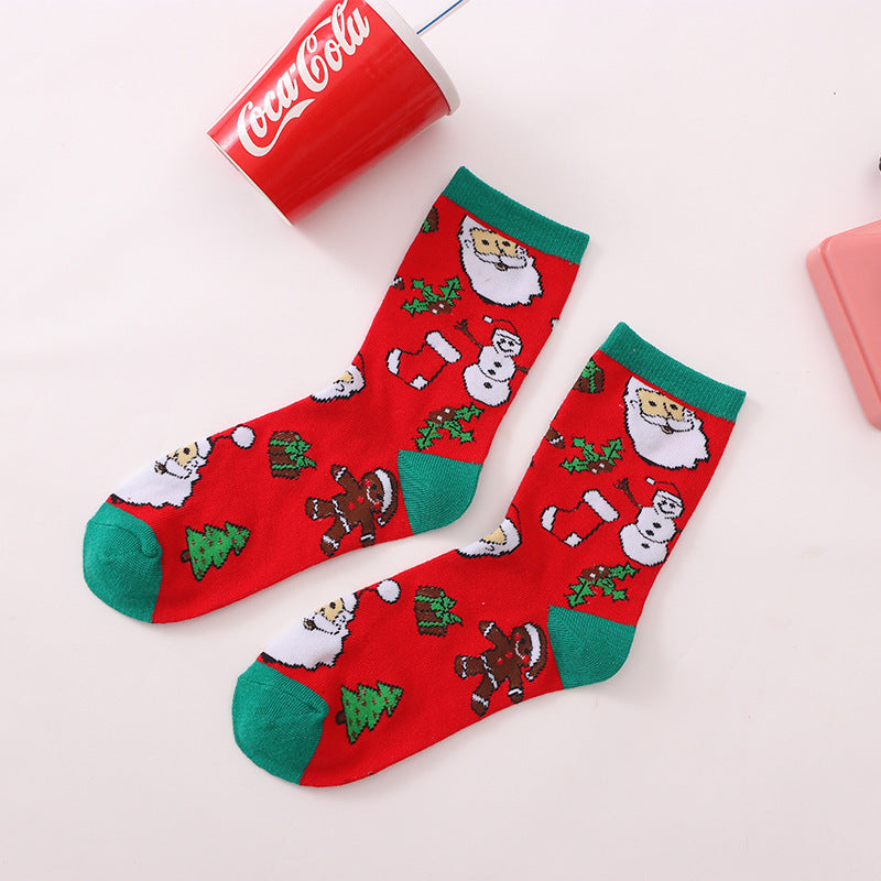 Santa Claus Elk Snowman Medium Tube Socks