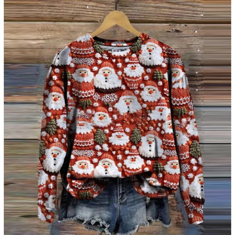 Efterår Og Vinter Dame Sjovt Print Juleferie Afslappet Sweatshirt