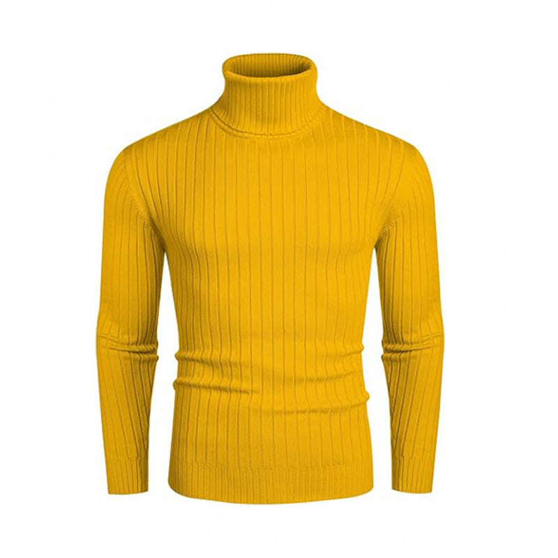 Autumn And Winter Men's Striped High-neck Sweater