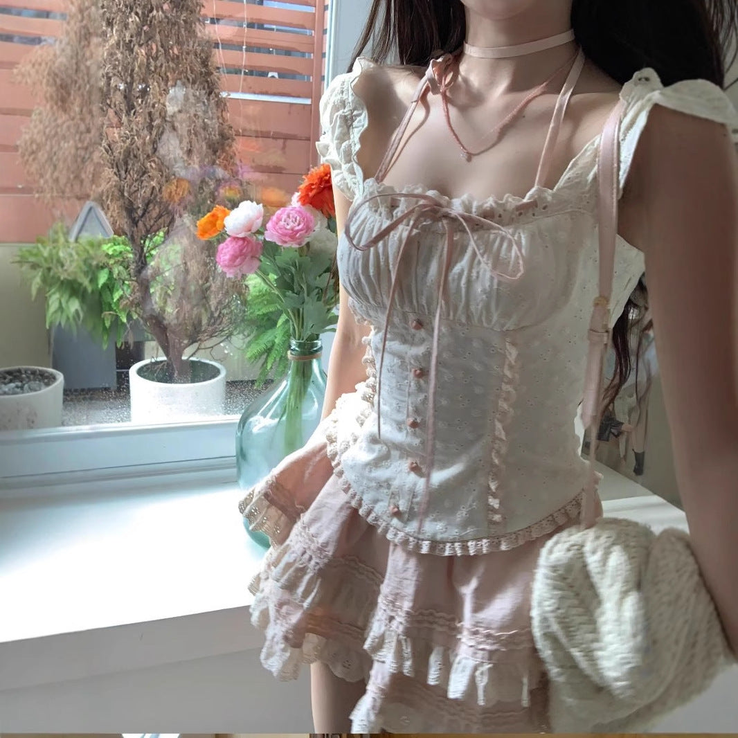 Pure And Alluring Floral Elegant Top And Skirt Set For Women