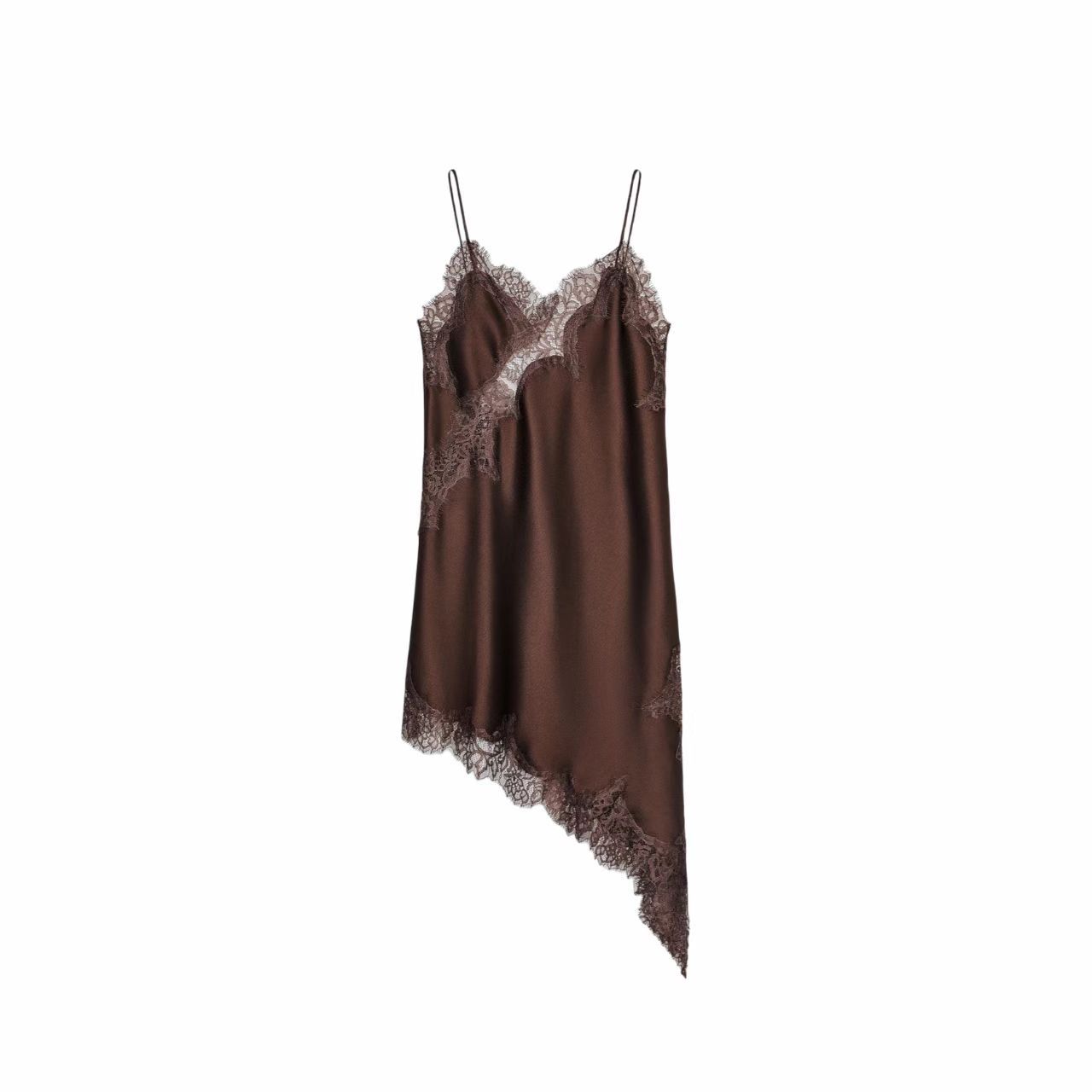 Women's Lace-trimmed Irregular Hem Dress