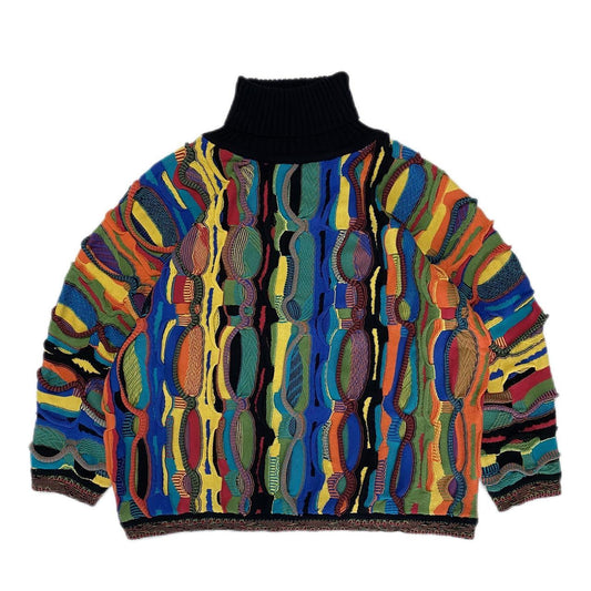 Loose Contrast Color Ethnic Style Knitted Sweater