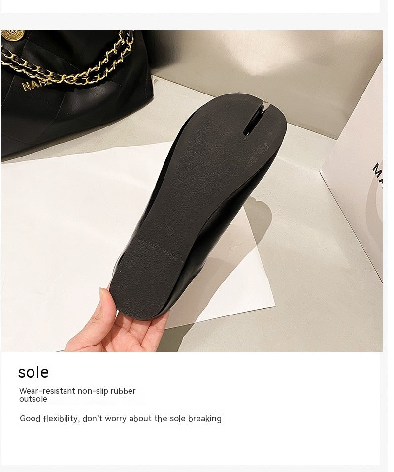 Outer Wear Split Toe Sheepskin Closed Toe Half Slippers