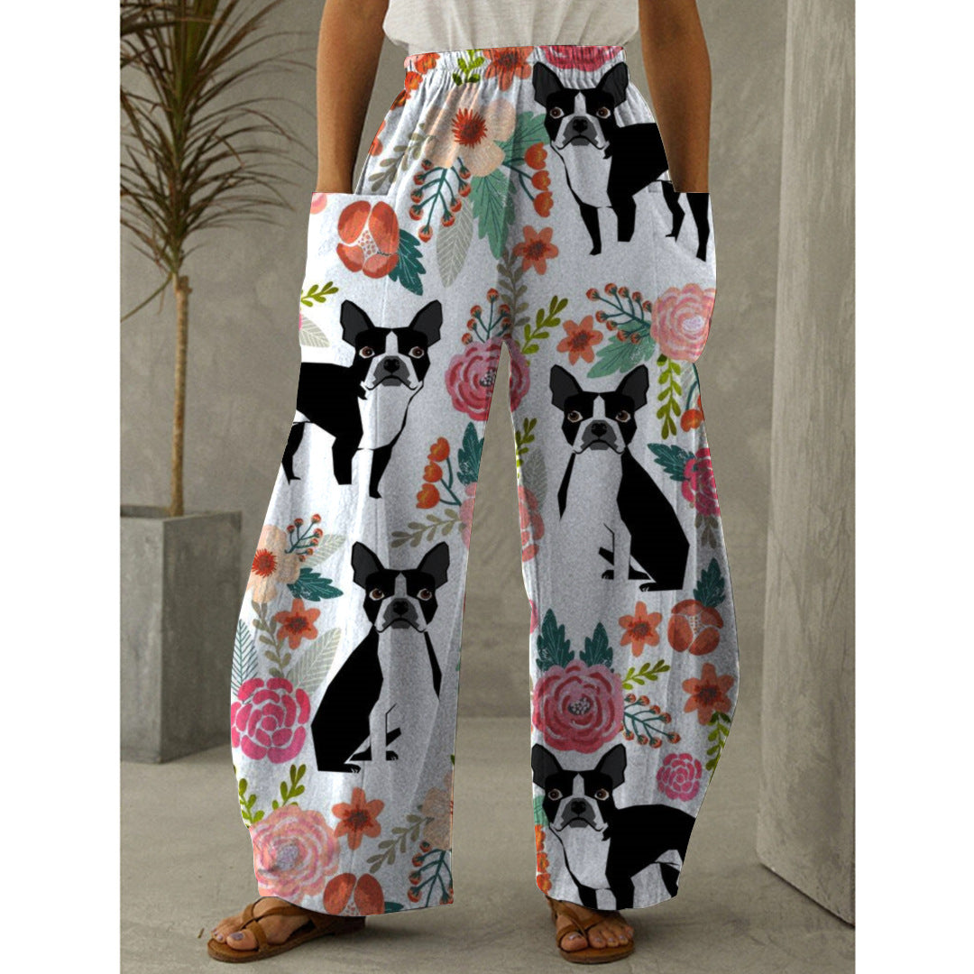 Printed 3D Trendy Irregular Wide-leg Pants