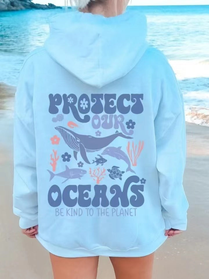 Oceans Respect The Local Trykt Hættetrøje Sweatshirt