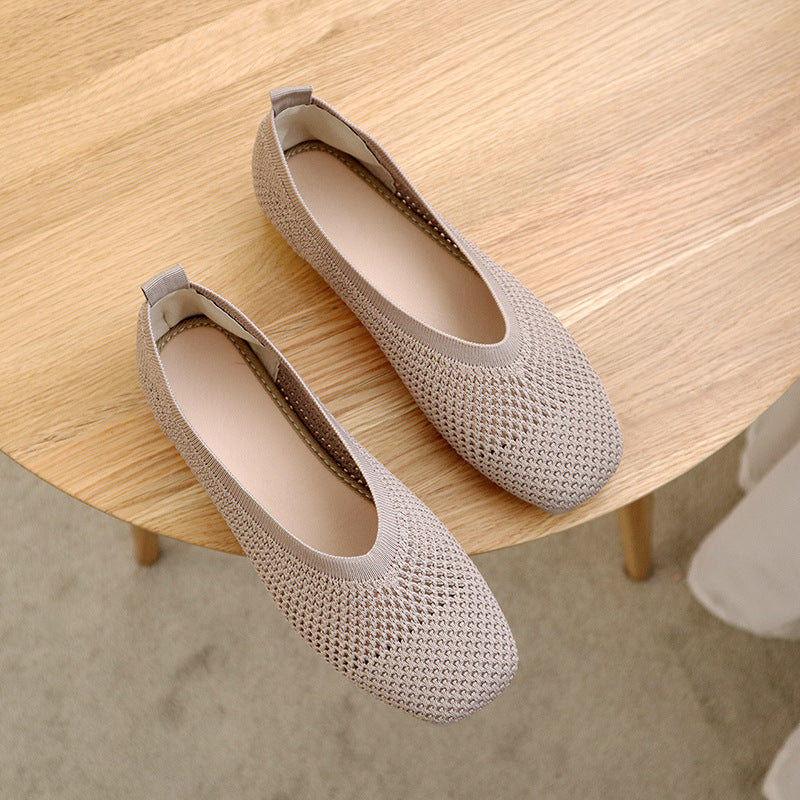Women's Hollow Mesh Square Toe Shoes