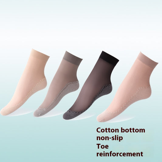 Cotton Base Mid-calf Anti-snagging Silk Springsummer Thin Anti-slip Breathable And Wearable Invisible Flesh Color Short Stockings