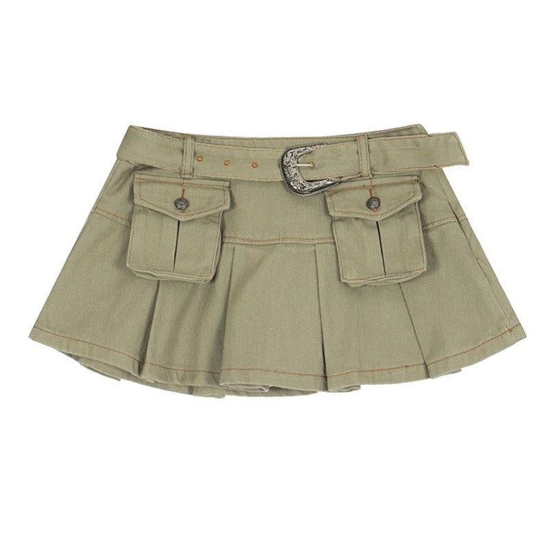 Women's Retro Multi-pocket Workwear Denim Skirt