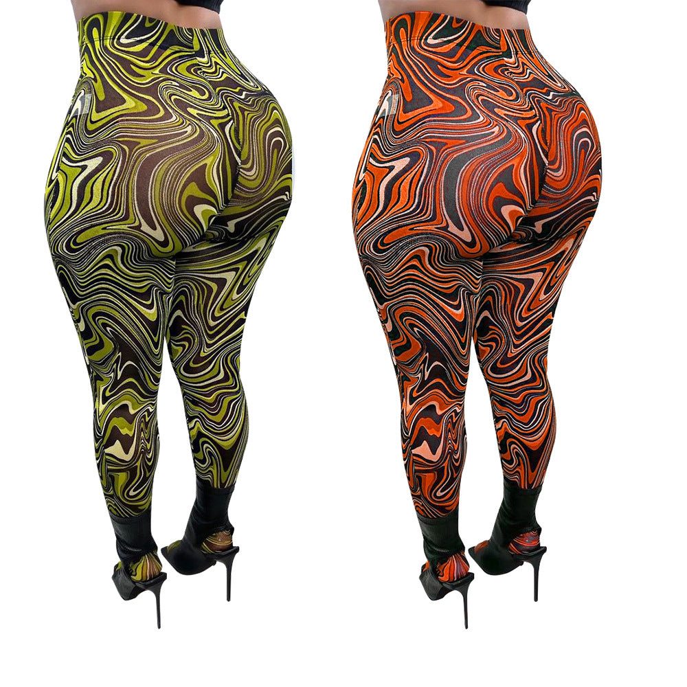 Fashion Print High Waist Casual Pants