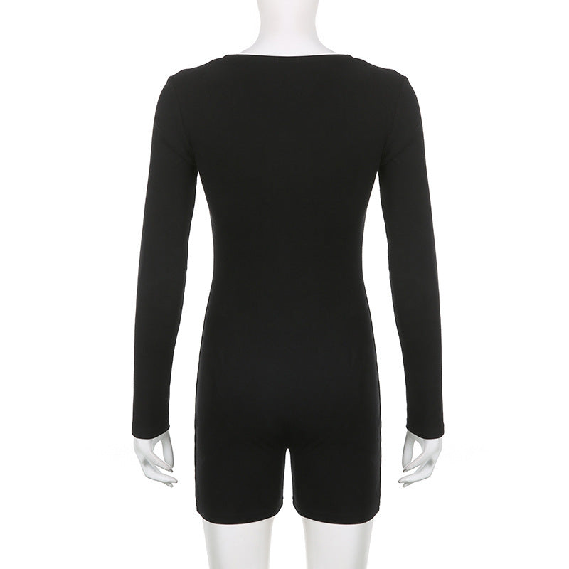 European And American Basic Base Square Neck Long Sleeves