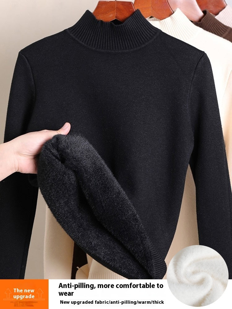 Fleece-lined Thick Turtleneck Sweater Women
