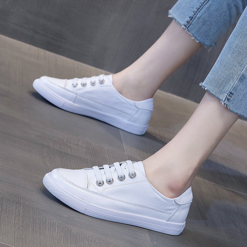 Ægte Læder Flad Bund 41-43 Fuld Læder Store Casual Damesko Trend