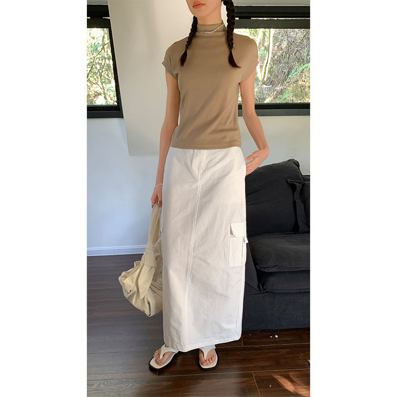 Women's Casual High Waist Slim Tooling Skirt
