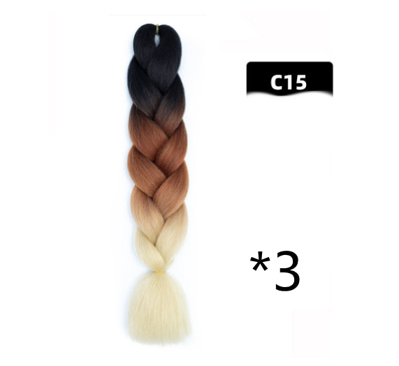 Color Big Braid African Chemical Fiber High Temperature Silk Wig Gradient
