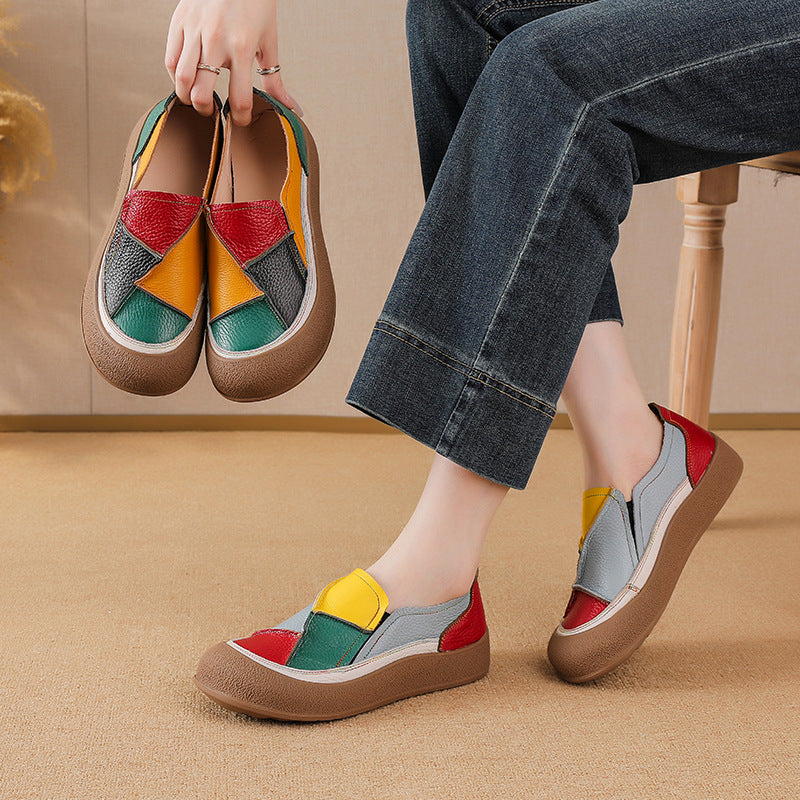Made From Genuine Leather With A Patchwork Color Design