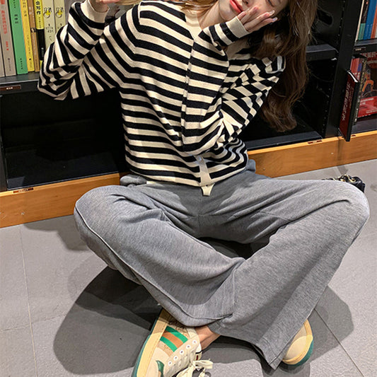 Women's Faux Cashmere High-waisted Draped Casual Pants