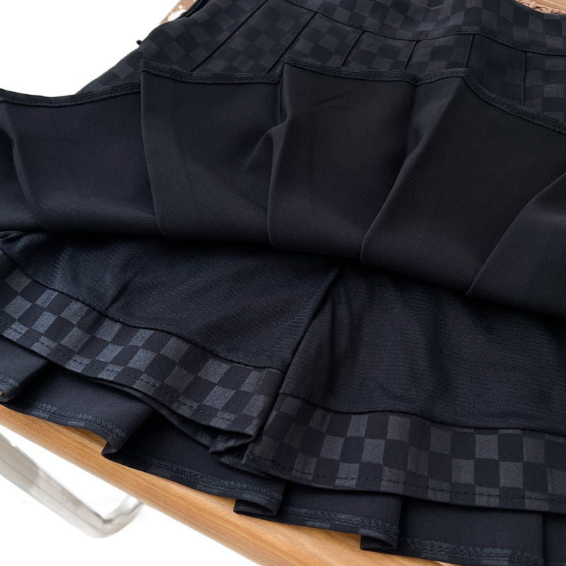 Plaid A-line Skirt For Women Pleated High-waisted And Figure-flattering