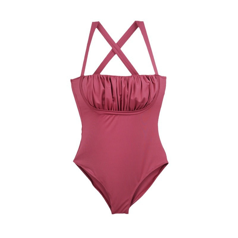 Women's Triangle One-piece Simple Solid Color Swimsuit