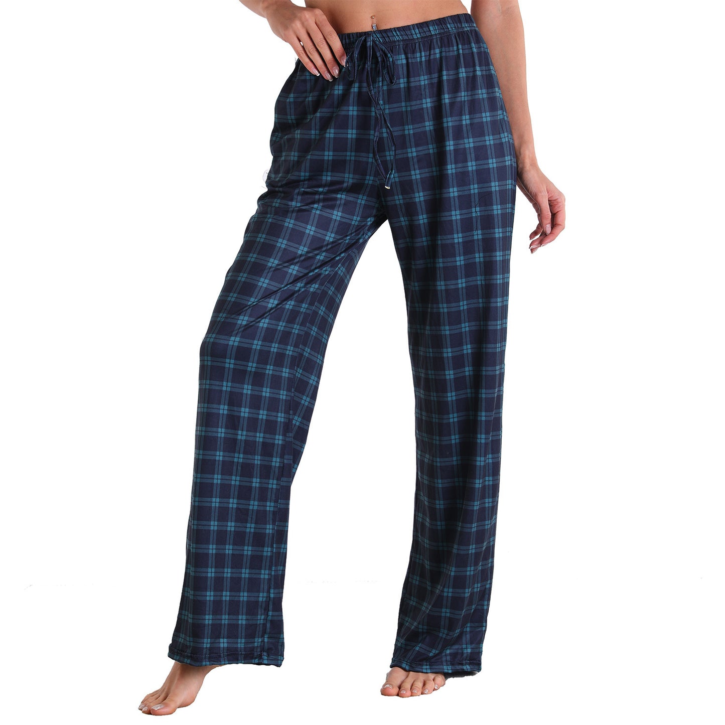Stretch Cotton Straight-leg Pants Printing Elastic Cord Trousers