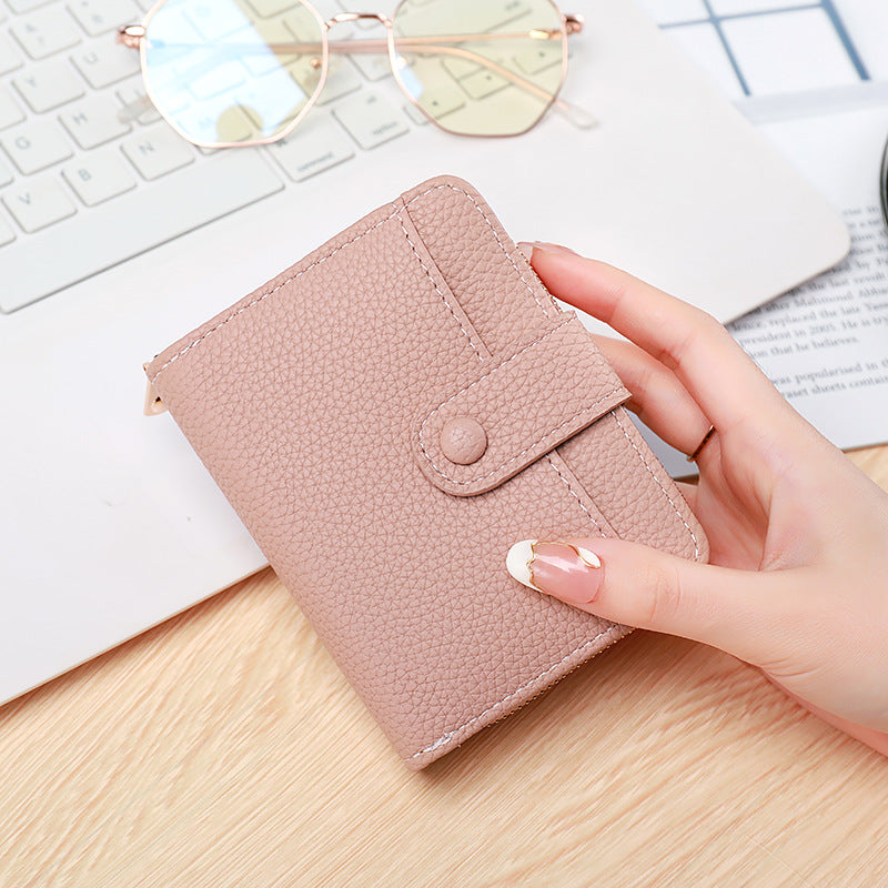 Ladies' Short Wallet With Lychee Pattern