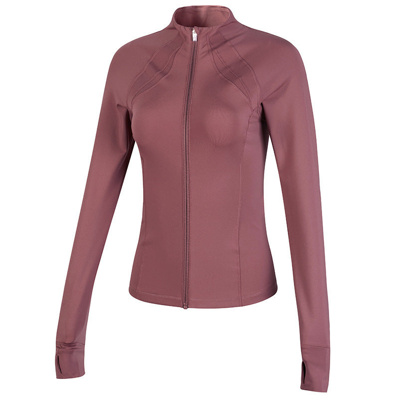 High-neck  Quick-drying Long-sleeve  Form-fitting Running And Fitness Jacket