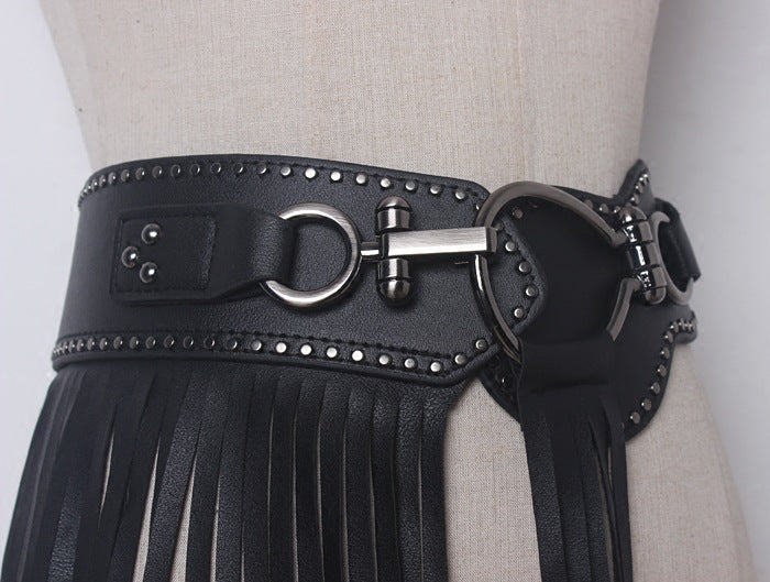 Personalized Long Fringe Fashion Buckle Wide Girdle Belt Belt