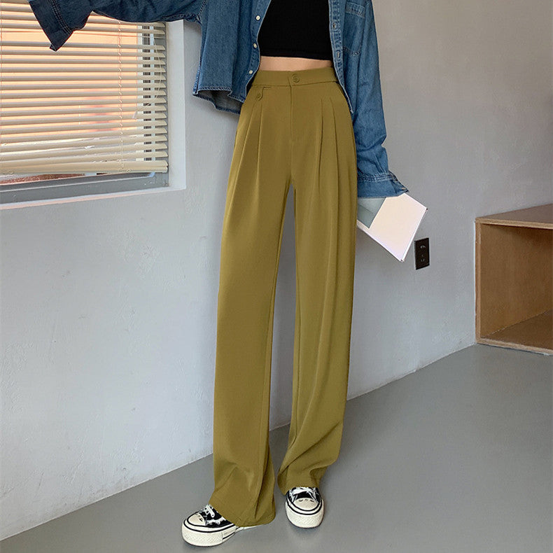 Women's Spring And Autumn High Waist Slim Drop In Suit Pants