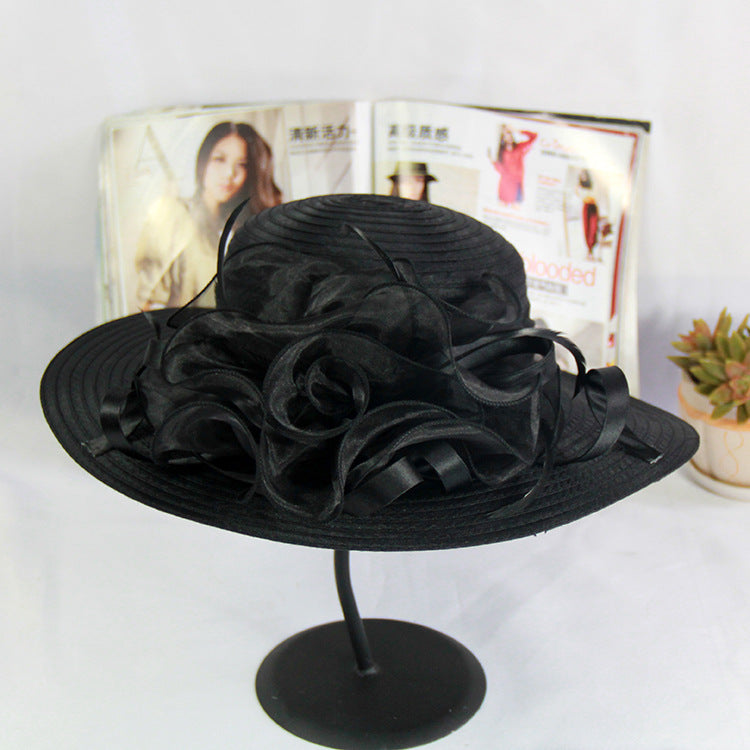 Gauze Visor Hat Organza Flower Temperament Dome