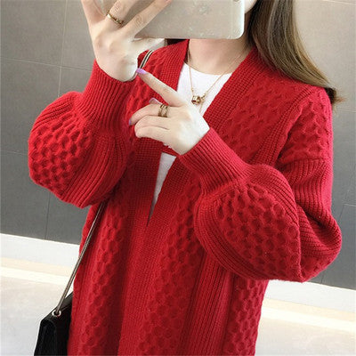 Women's Loose Mid-length Cardigan Sweater