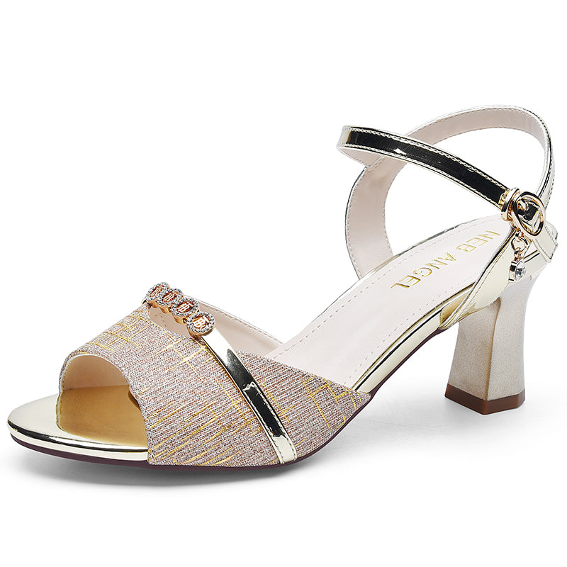 Women's Solid Color Golden Fish Mouth High Heels