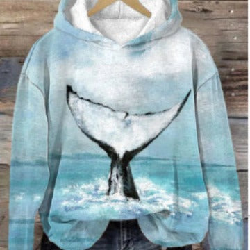 Women's Loose Draping Effect Hooded Coat Sweatshirt