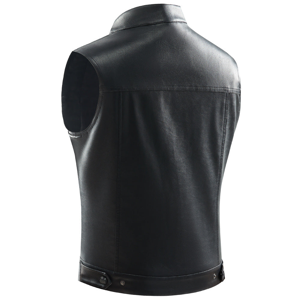 Men's Casual Multi-pocket Stand Collar Vest Coat