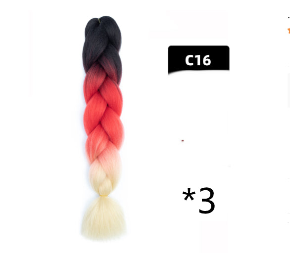 Color Big Braid African Chemical Fiber High Temperature Silk Wig Gradient