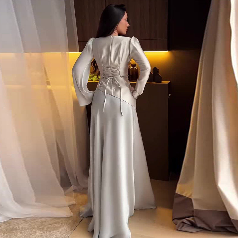 Womens Stylish Slim-fit Elegant Long-sleeve Dress