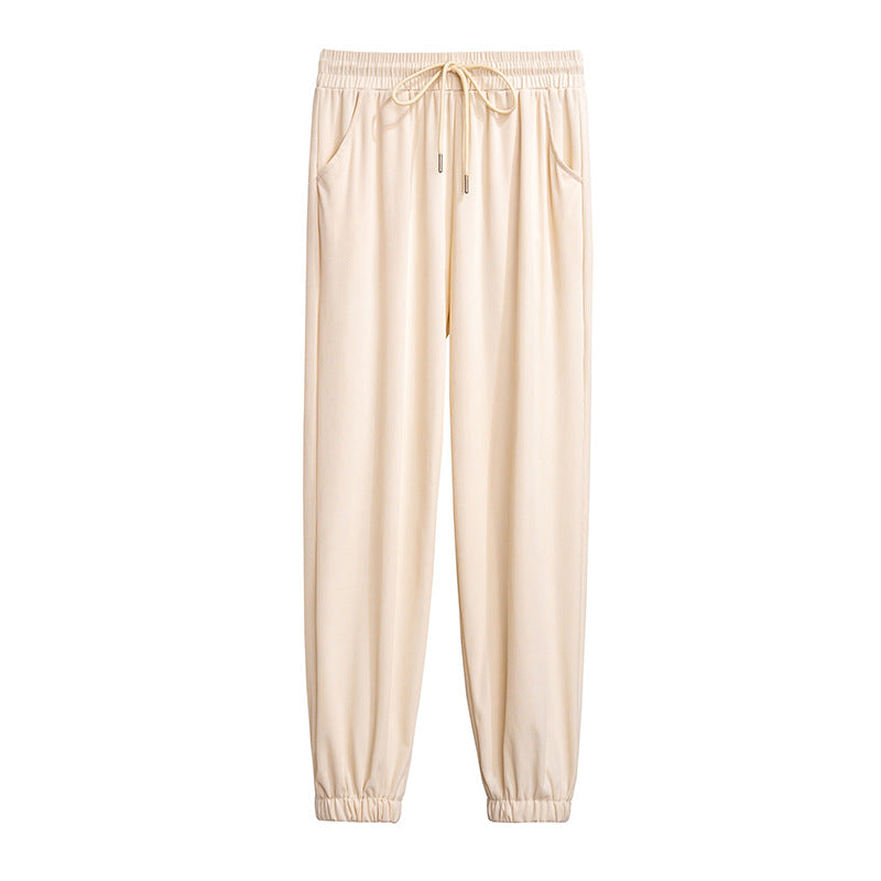High Waist Loose Cropped Ice Silk Leggings For Women