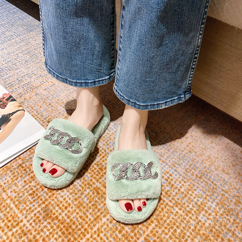 Women's Fashion All-match Non-slip New Style Plush Slippers