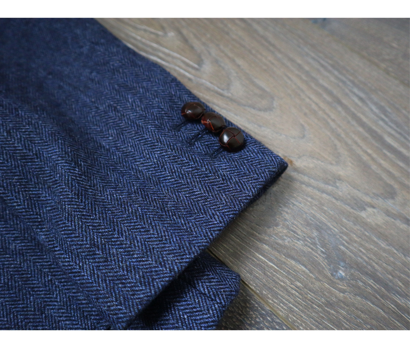American-style Vintage Herringbone Tweed Heavyweight Wool Work Jacket With Mushroom Buttons