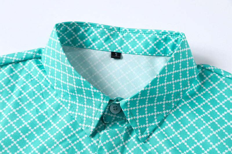 Classic And Fashionable Diamond-shaped Small Checkered Shirt For Men