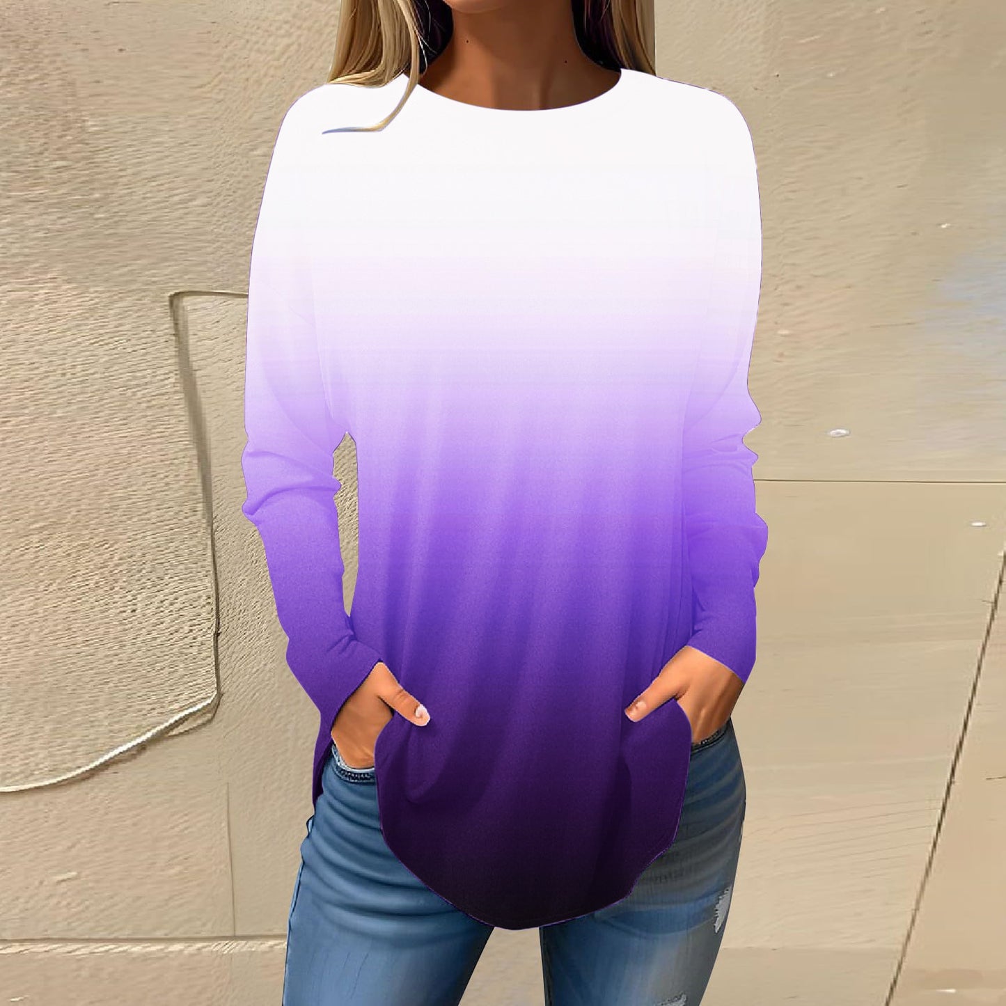 Women's Versatile Long Sleeve T-shirt Personalized Street Style Loose Print