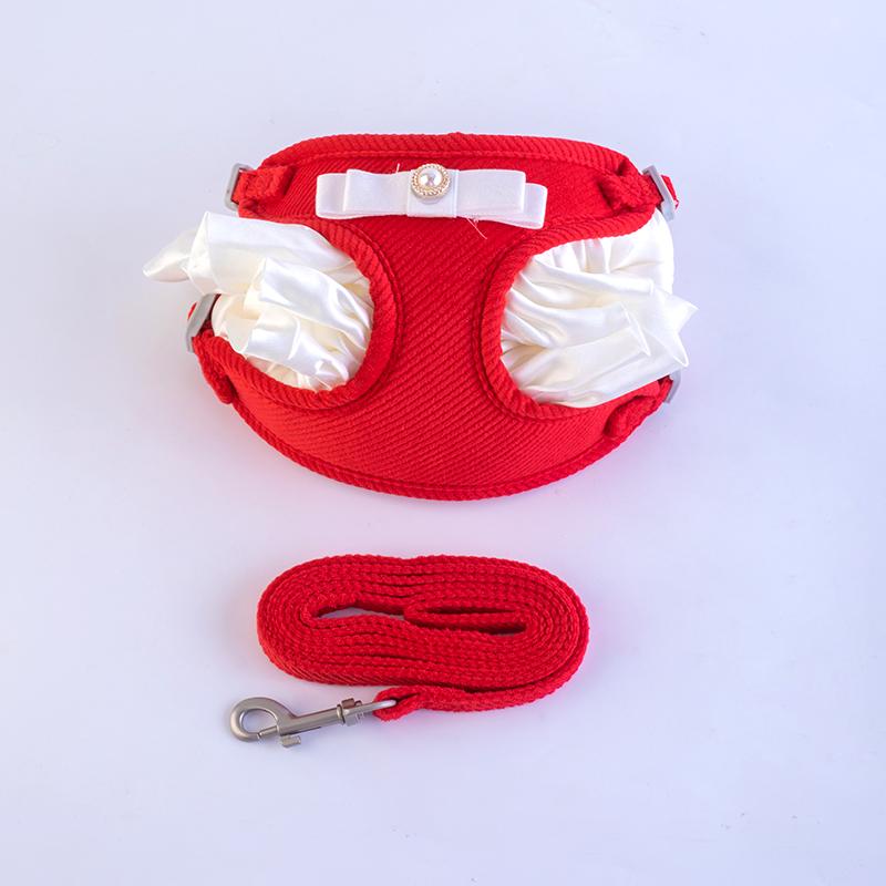 Cream Lace Bow Pet Leash