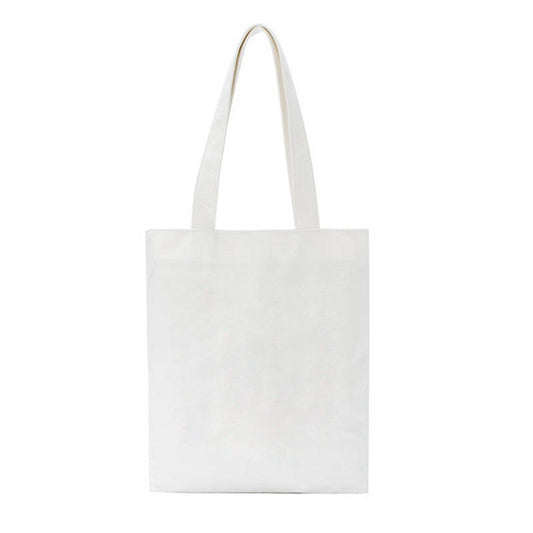 Student Shopping White Canvas Bag Printed Cotton