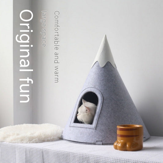 Felt Snow Mountain Tent Semi-enclosed Pet Bed